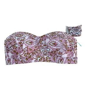 Kona Sol Women's Pink Paisley Print Bandeau Bikini Top - Size D/DD - NWT